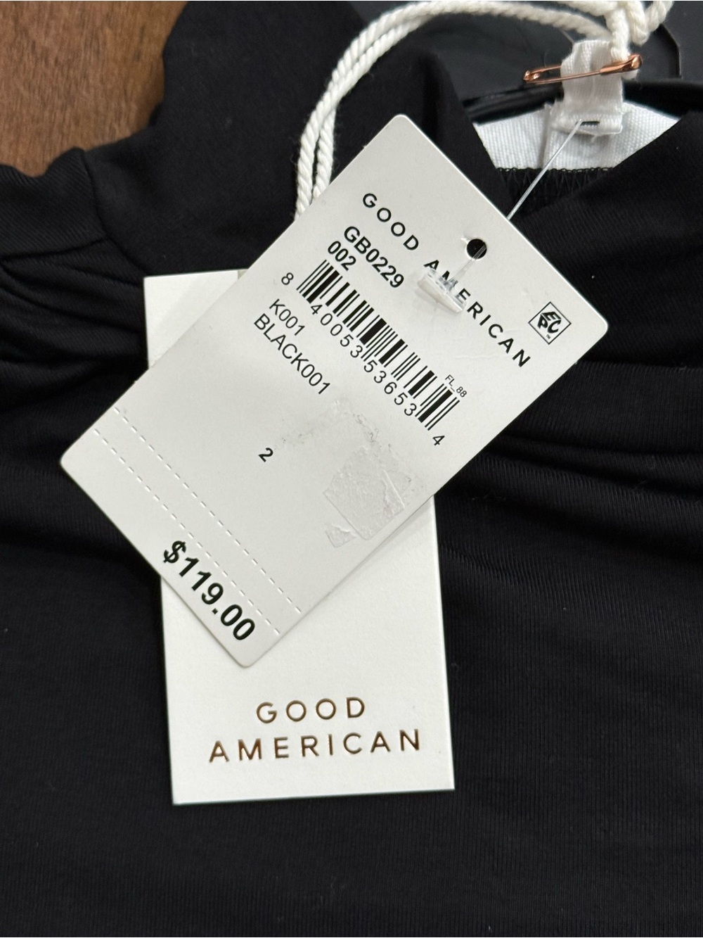 Good American Black Stretch Tank Bodysuit